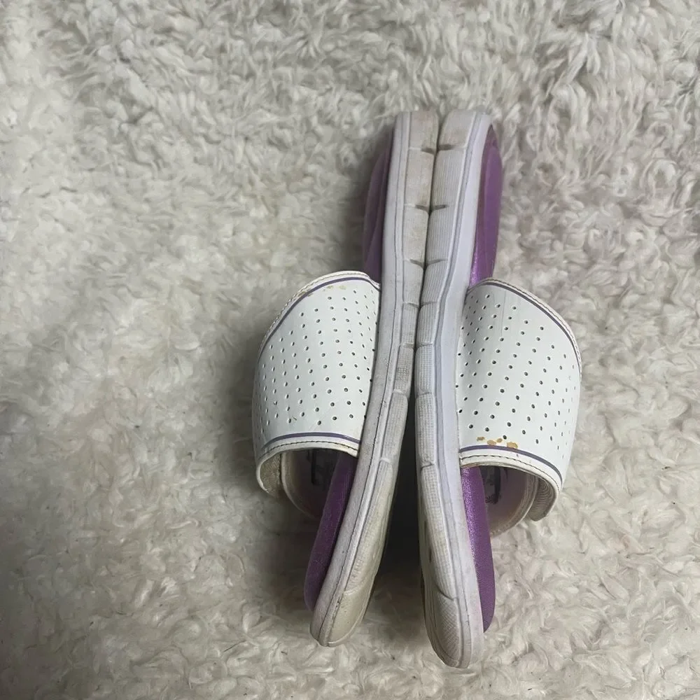Nike Comfort Footbed Slides Sandals Flip Flops Women  white & Purple SZ11